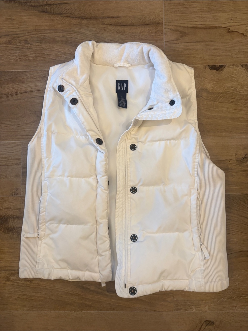 GAP Cream Quilted Puffer Vest with Ribbed Sides